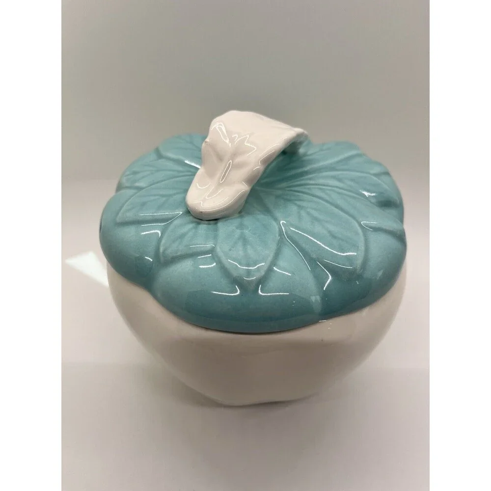 Ceramic Bowl w/Lid for Serving Dips Turquoise Hoenig California Pottery
